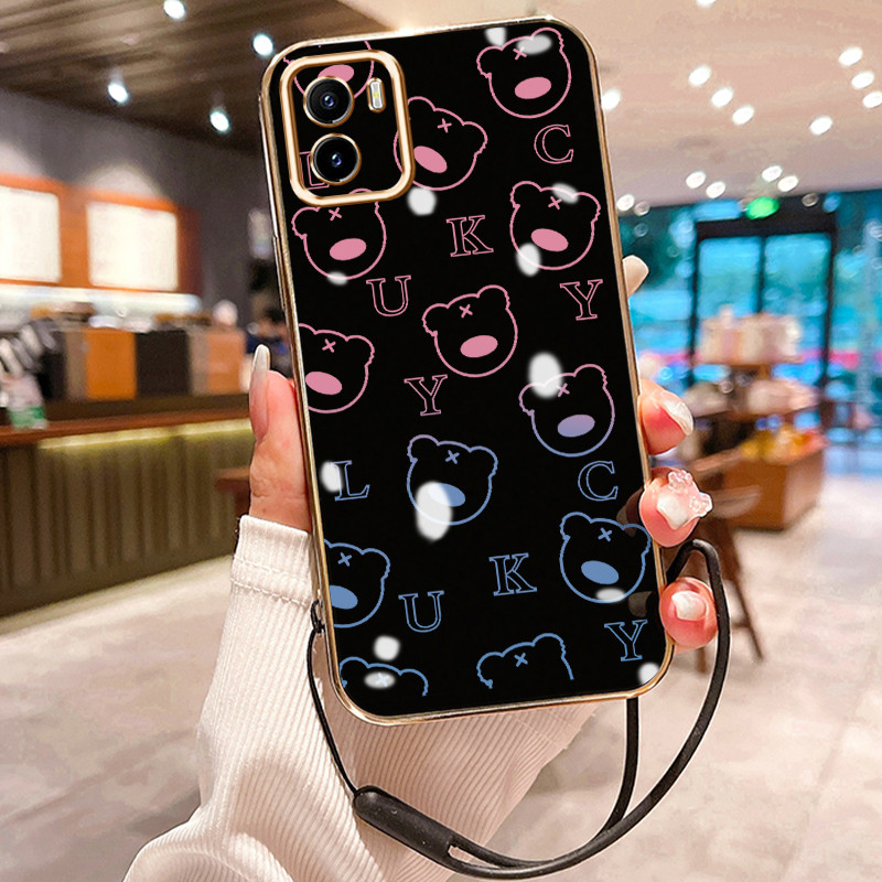 Casing Hp Untuk VIVO Y15S Y15A Y01 Case Casing Emoji tas HP Cesing Silikon Softcase disepuh tali Kas