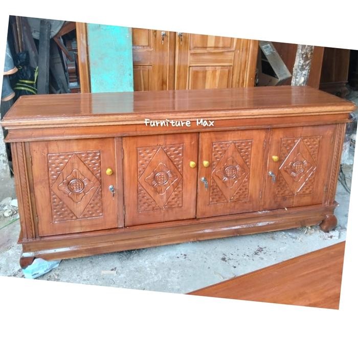 Bufet Kayu Jati Rak Tv Jati 4 Pintu Diswar Meja Jati