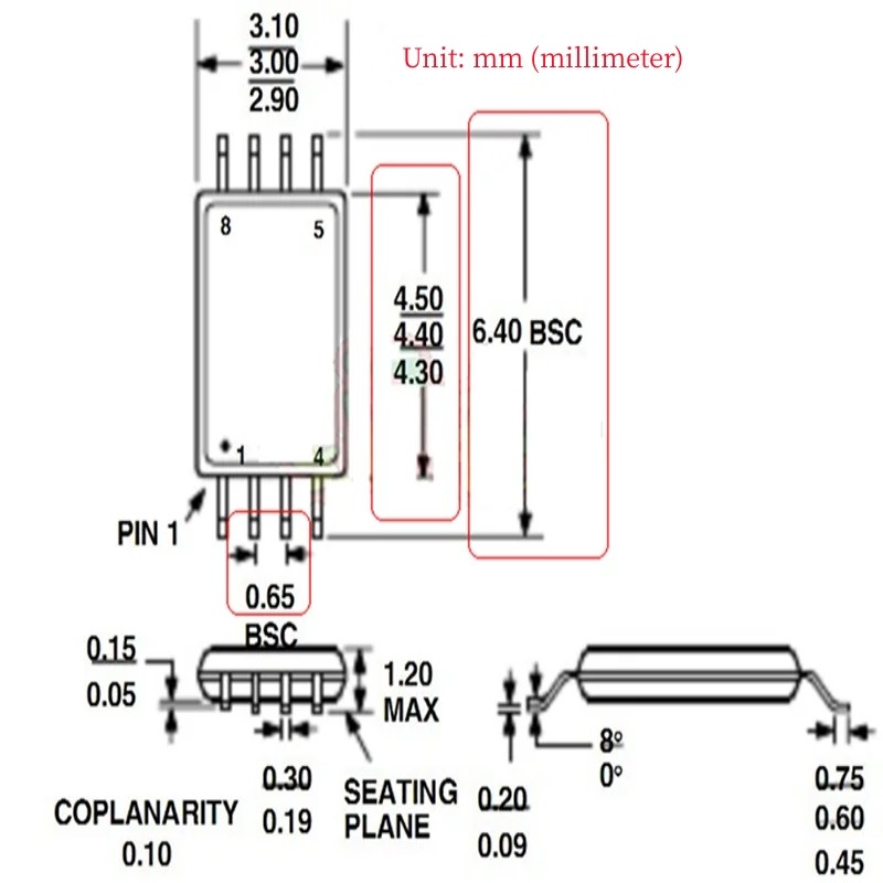 

TSSOP8 Clip Test Probe Line 8pin 4.3mm-0.65mm for IC Circuit Programming for EZP2019 EZP2023 Xgecu