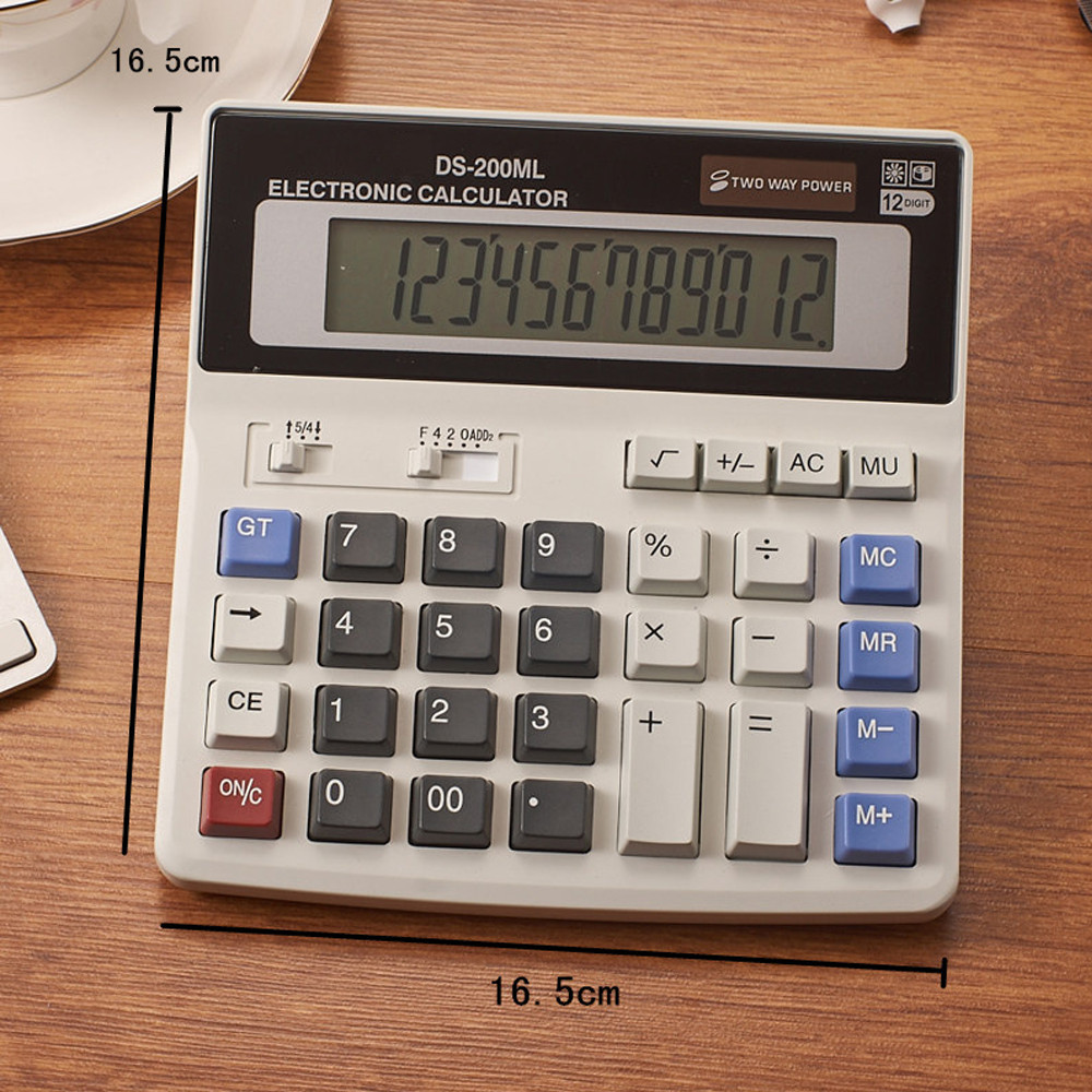 

Solar Calculator Dual Power Supply DS-200ML 12 Digits Electronic Calculator Office Supplies For