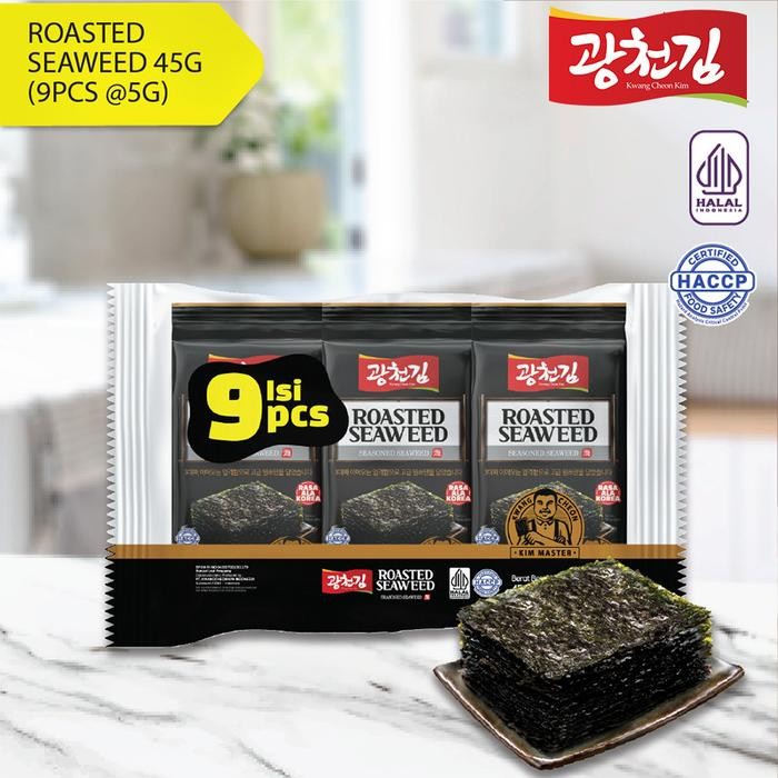 

[Beli 2 Gratis 1] Halal Roasted Seaweed Kwangcheon Kim 45G (Isi 9 Pcs) / Rumput Laut Panggang / Nori