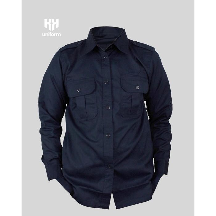 KEMEJA POLOS NAVY/ DONGKER/ baju dinas lapangan/ ung/ Outdoor / PDL/ PDH formal / lengan panjang -