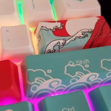 (Expert) Keycap Keycaps Mechanical Japanese Ukiyo Sea Wave PBT OEM Profile
