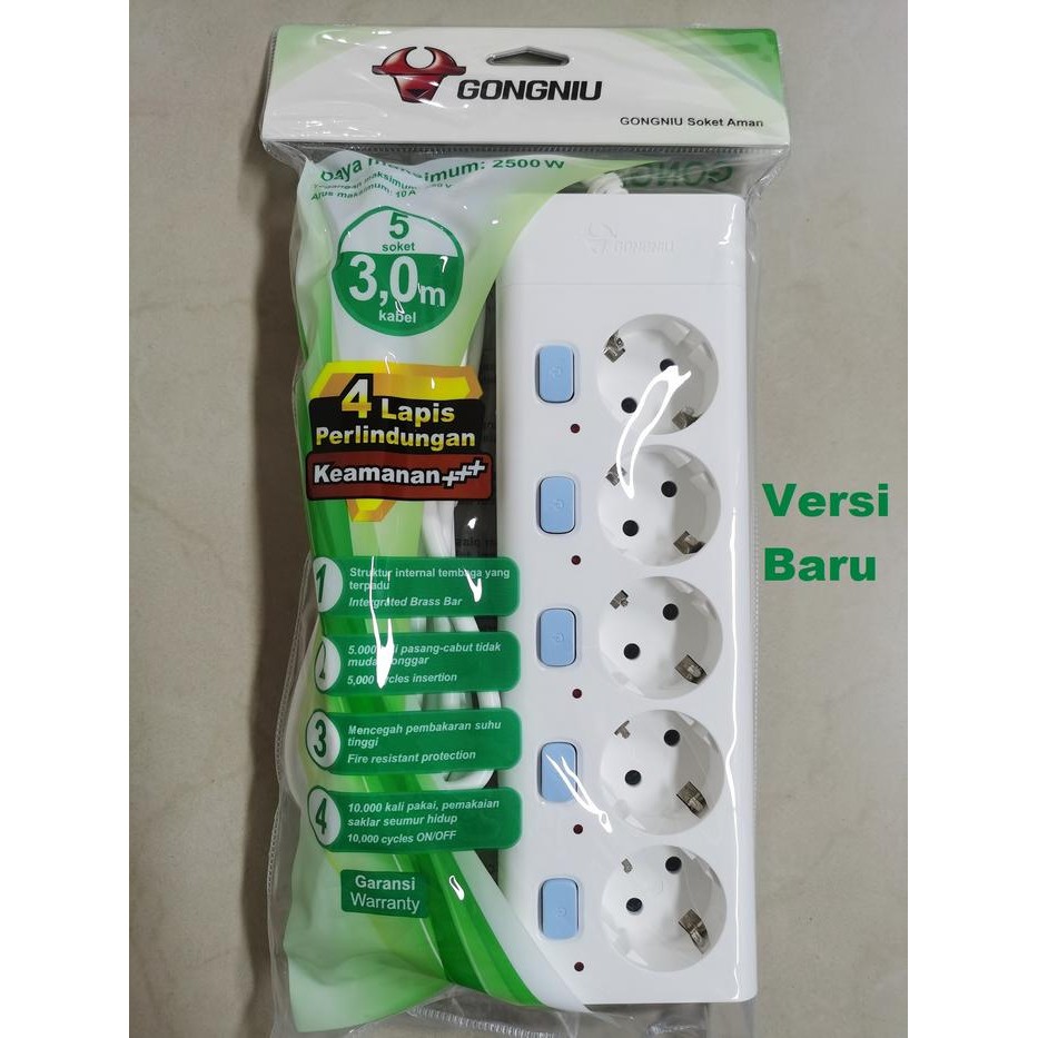 GONGNIU STOP KONTAK 5 LUBANG MULTI SWITCH G3050