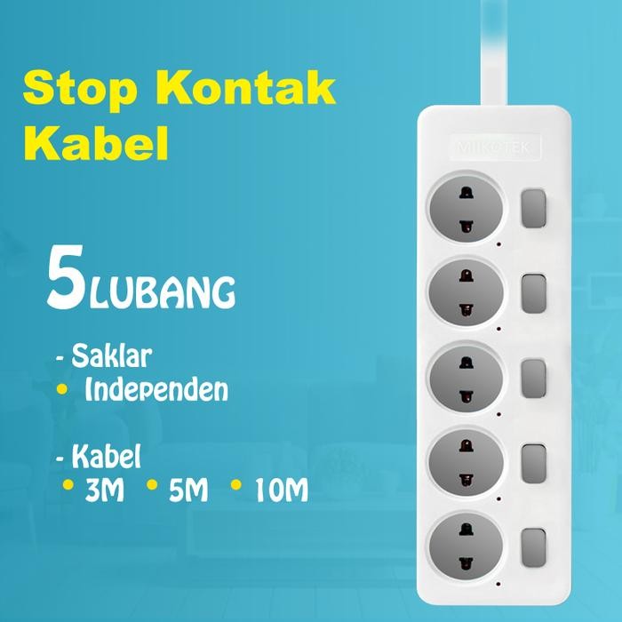 STOP KONTAK KABEL + SAKLAR ON OFF / STOP KONTAK KABEL SWITCH ON OFF PLASTIK
