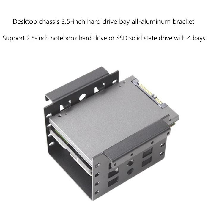 4 Bay 2.5 Inch to 3.5 Inch SSD Hard Dr Enclosure Chassis In