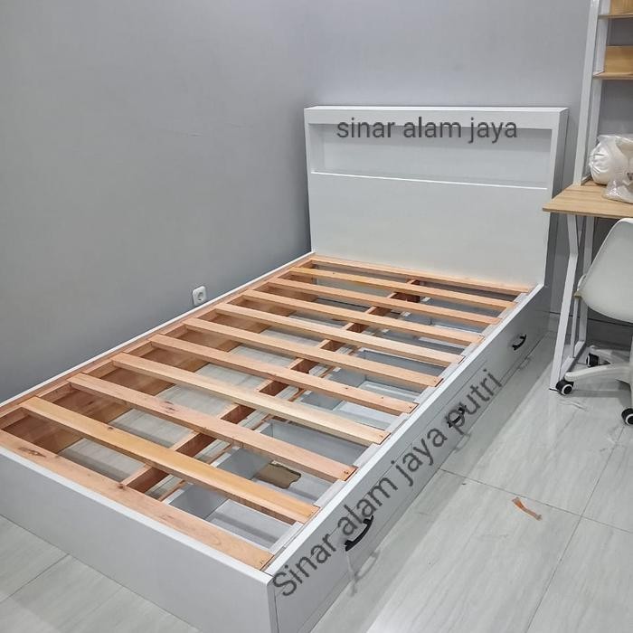 Dipan Tempat Tidur Nimalis Laci 3, Khusus Warna Putih Uk 160X200