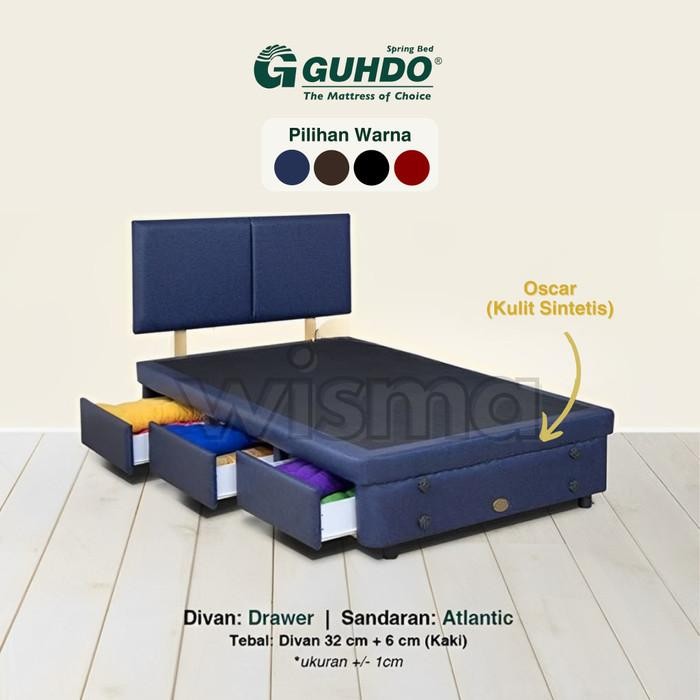 Divan 3 Laci Guhdo Atlantic Atlantik / Divan Sandaran Kasur Guhdo Fullset 90X200 100X200 120X200