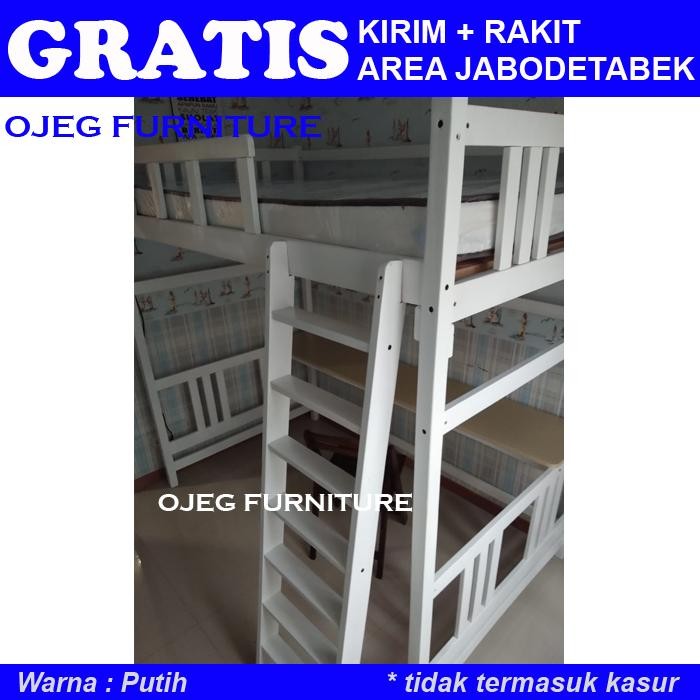 Ranjang Tingkat Dengan Meja Belajar / Ranjang Susun Meja Kerja 90X200