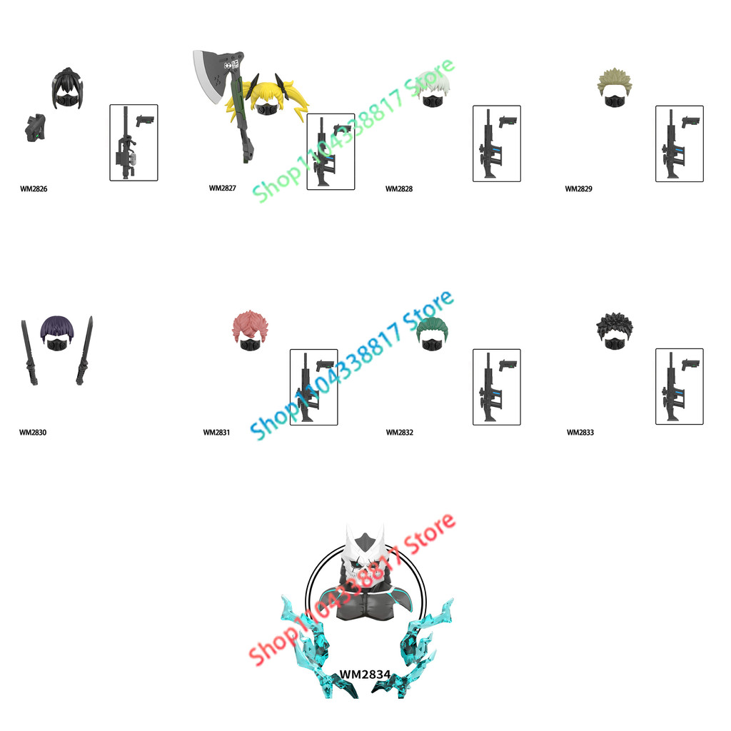 Wm Blocks Wm6197 Wm2826 Wm2834 Anime Cartoon Kaiju No 8 Building Blocks Hibino Kafka Ashiro Mina