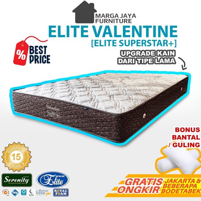 Set Divan Kasur Spring Bed Elite Serenity Supers 160 X 200 + Ranjang Sandaran Dipan Kayu