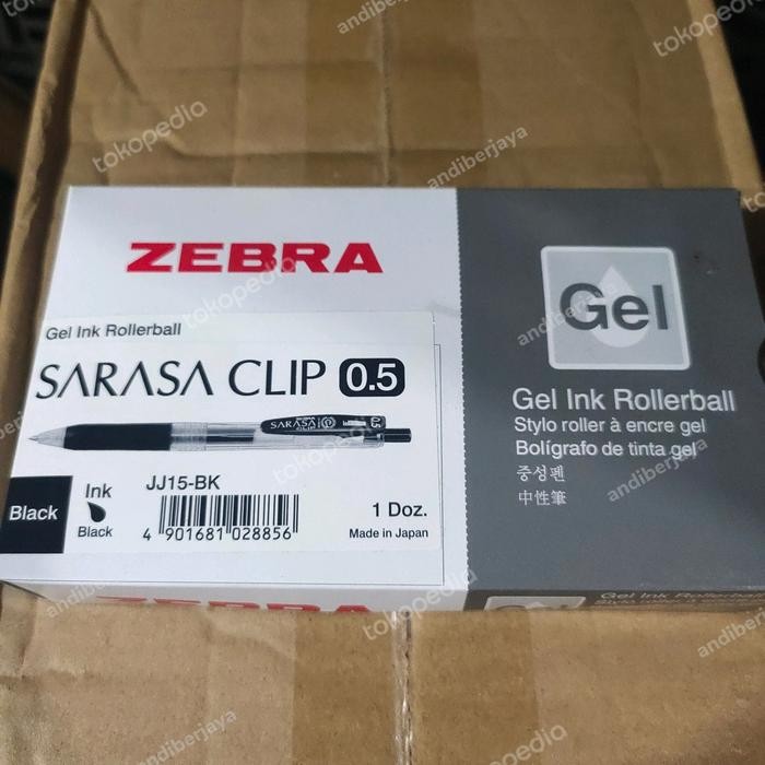 

zebra sarasa clip 0.5 black gel ink / lusin isi 12 pcs