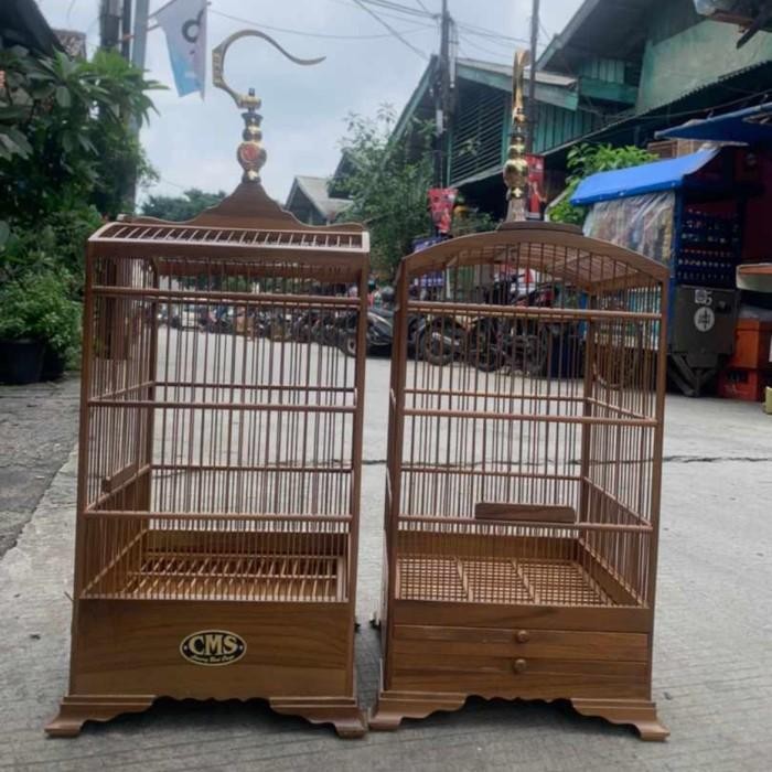 Sangkar Kandang Burung Kecil Cms Jati Asli Ukuran L 27 P 32 T 50 Cm