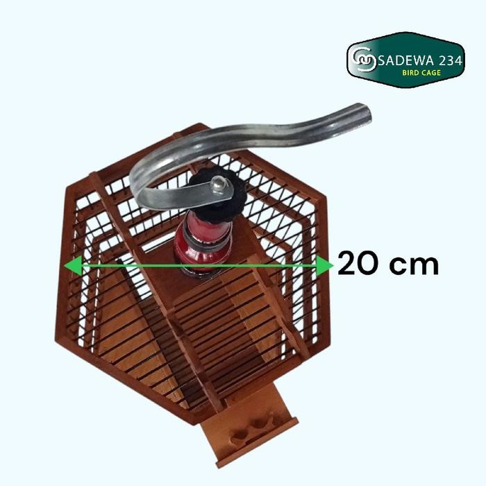 Sangkar kayu jati pleci kolibri.prenjak kandang burung model segi enam sangkar kayu jati