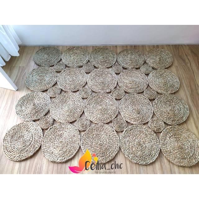 Karpet Kotak Persegi Besar Rug Anyaman Mendong Alas Lantai