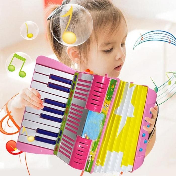 Accordion for Kids Small 17 Keys Button Accordion 6Bass Accordion Toy Lightweight Educational Toy