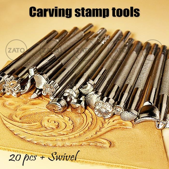 

AT Leather craft Stamp & Swivel cutter SET ( isi 20 pcs )