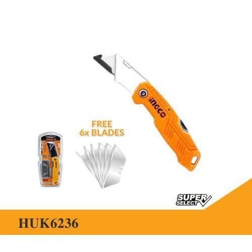 

AT Ingco HUK6236 Pisau Lipat Gagang Aluminium Folding Knife Utility Cuter