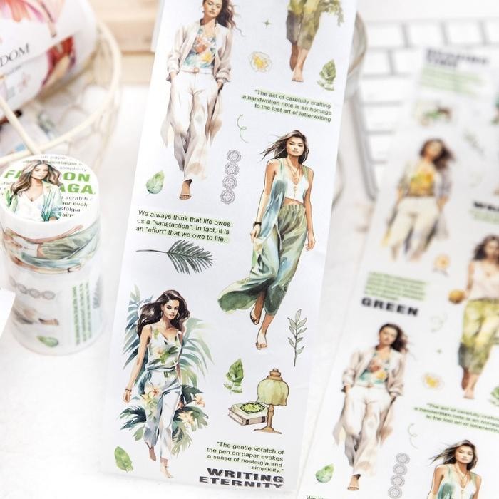 

AT 1 Roll Washi Tape Fashion Magazine FM Sticker Stiker Estetik Girl Woman Show Designer