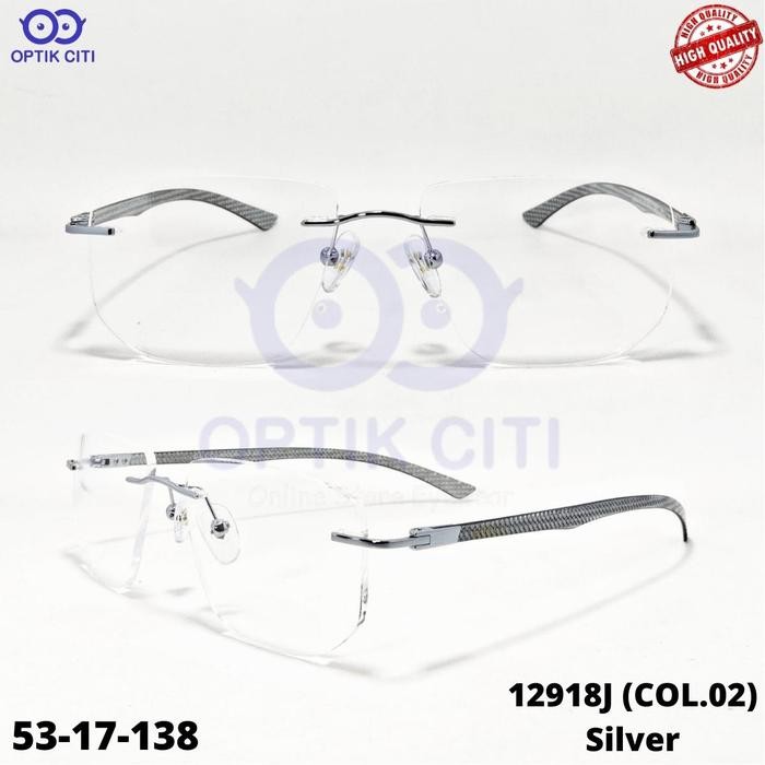 Frame Kacamata Pria Wanita Rimless Bor Titanium Carbon 12918