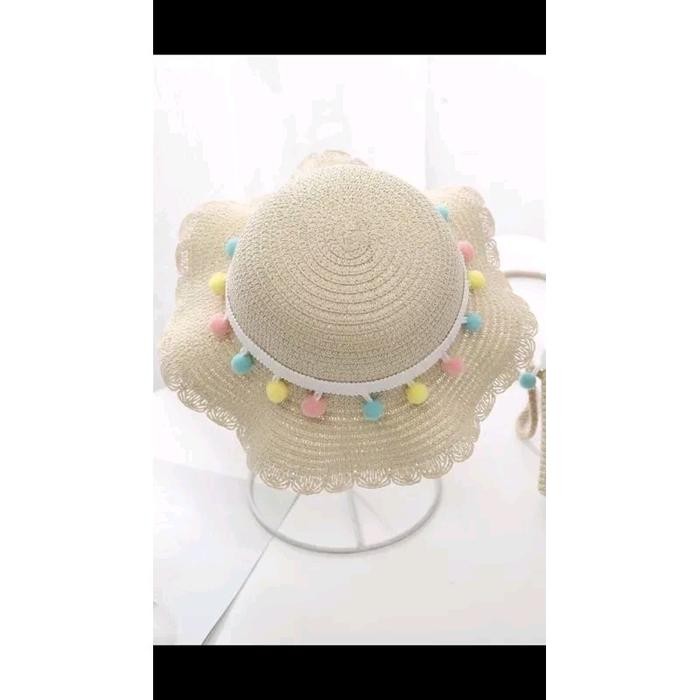 4-8 tahun Topi Pantai Anak Perempuan Motif Pita Bunga Fashion Aksesoris Kepala