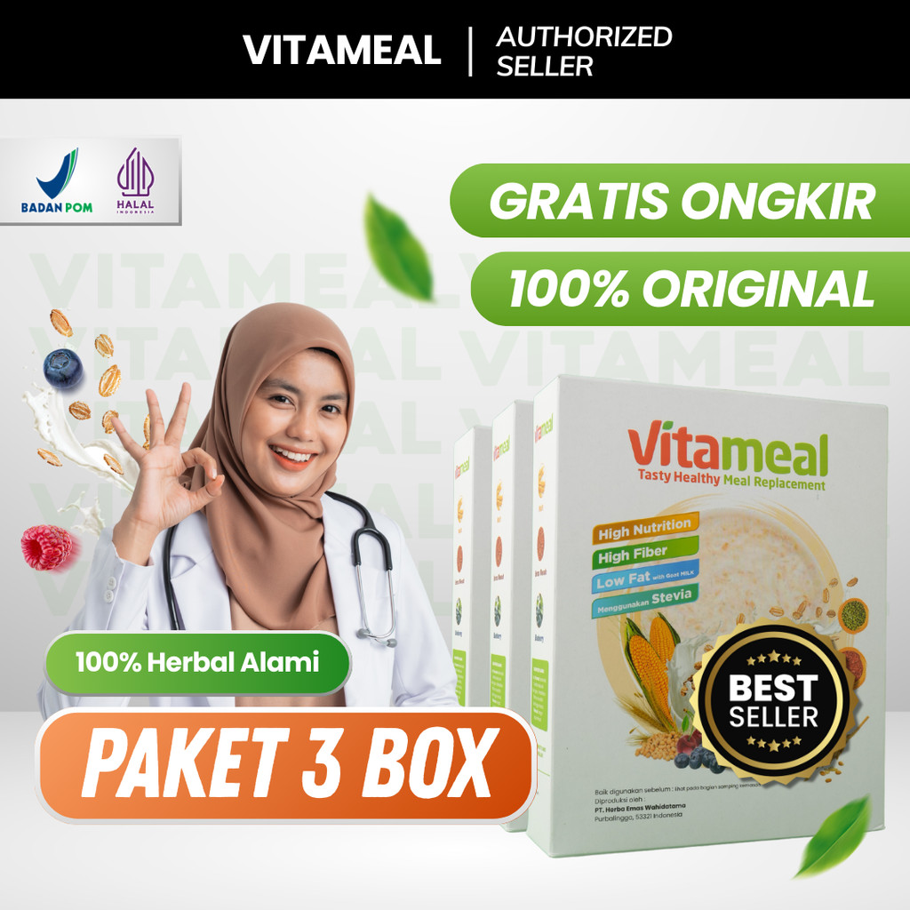 

[ DIJAMIN ] Vitameal Paket 3 Box Original – Turunkan Gula Darah Cegah Obati Kolesterol dan Cegah Komplikasi Fitameal 100% Herbal Alami VETAMEAL GERD