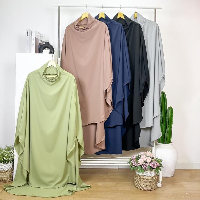 French Khimar Karet / Khimar Jumbo Karet Kain Woolpeach Lux