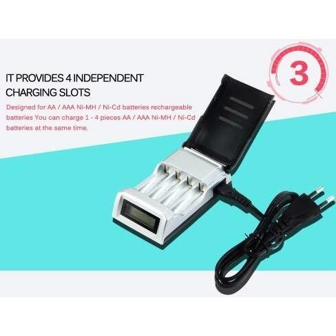 Smart Intelligent Charger Baterai 4 Slot For Aa/Aaa/Nimh/Nicd/Alkaline