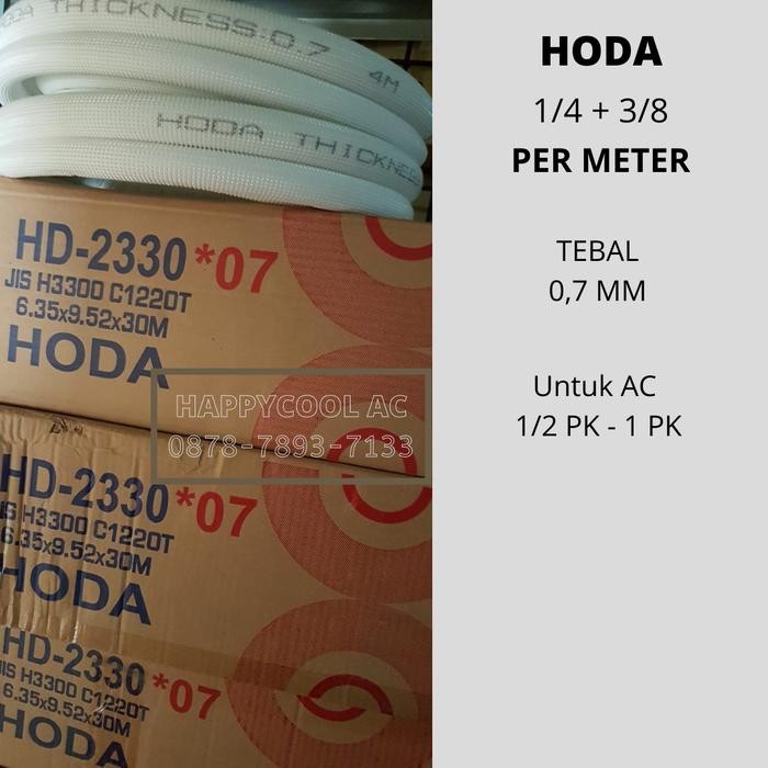 Pipa AC Merk HODA Tebal 0.7 mm HD 2330 Pipa AC 1/4 X 3/8 (Per Meter)