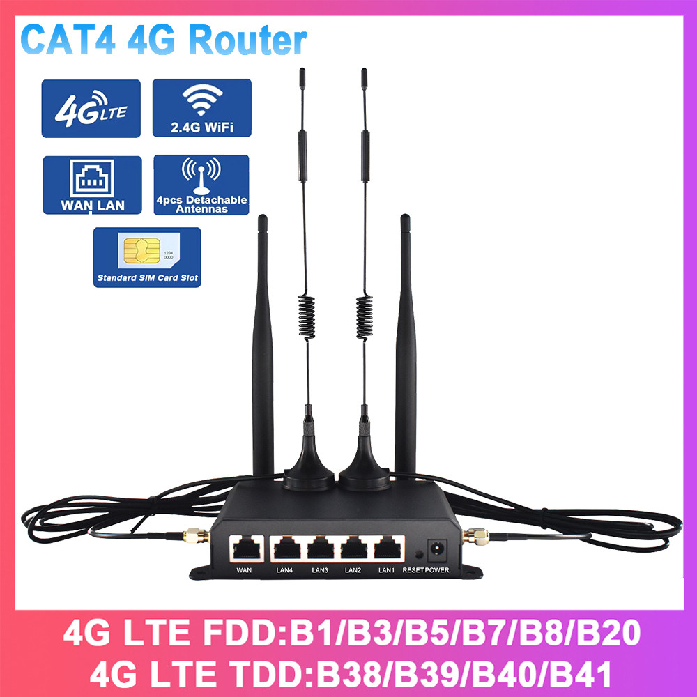 Kuwfi 300Mbps Cat4 4G Lte Router Wireless Wifi Router 4Pcs Detachable Antennas With Wan Lan Rj45