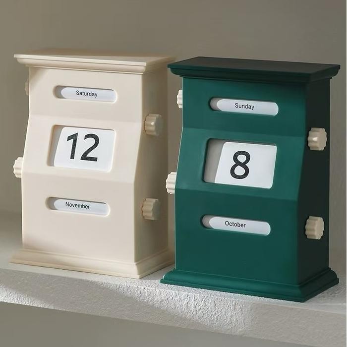 

Kalender Putar Retro Hiasan Meja Perpetual Calendar Permanen Calender Desktop Kalender