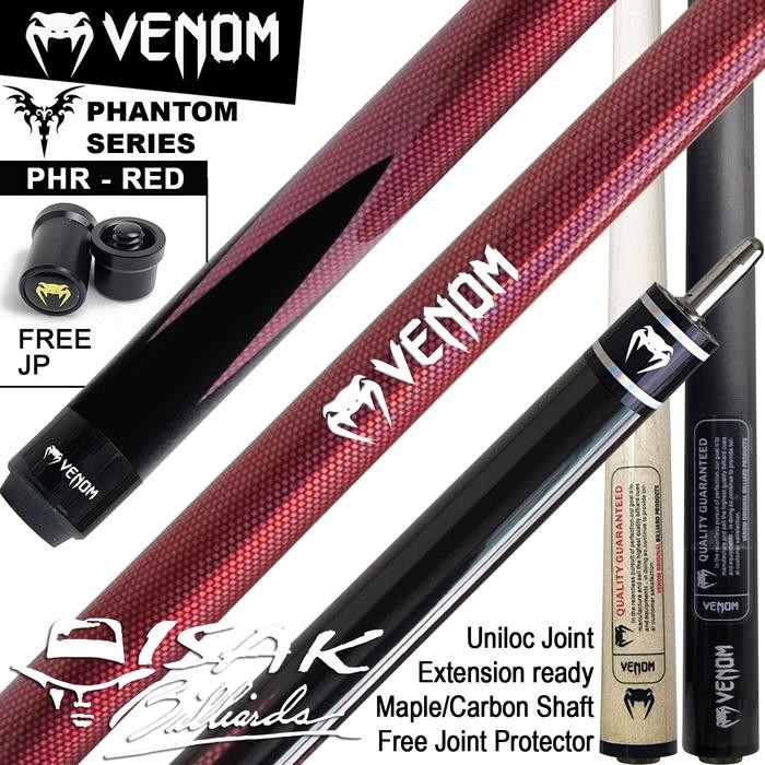Venom Phantom Red Cue PHR - Uniloc Extension Bumper Stick Billiard
