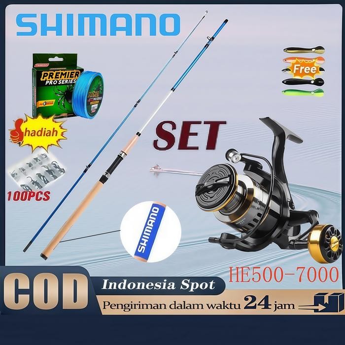 Shimano Pancingan Set Lengkap 1000-7000 Reel Spinning Power Handle Fishing BC Murah Kuat Metal Ratio