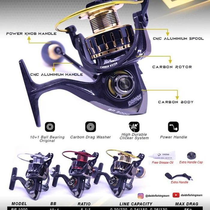 reel daido daimos pro 1000 power handel body carbon