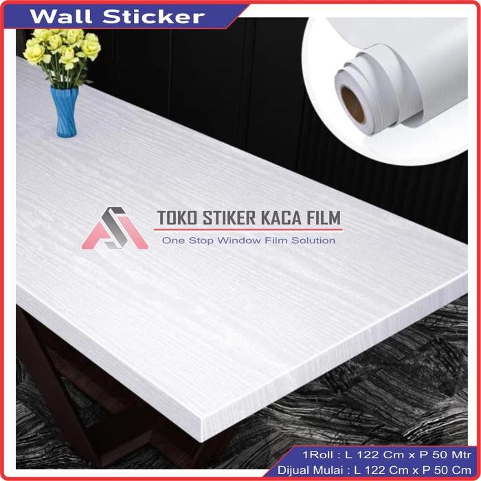 Wallpaper Stiker Meja Lemari Warna Hitam Putih Motif Serat Kayu