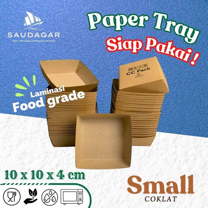 

Paper Food tray / Wadah piring kertas makanan anti minyak - Forming Siap Pakai isi 50pcs Small