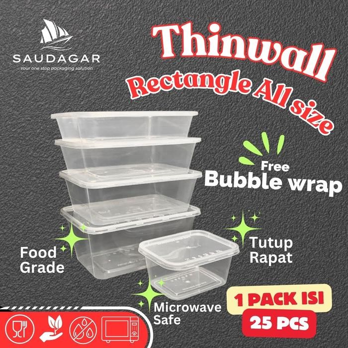 

Thinwall kotak makan plastik ukuran 400ml / ml / 650ml / 750ml / 1ml