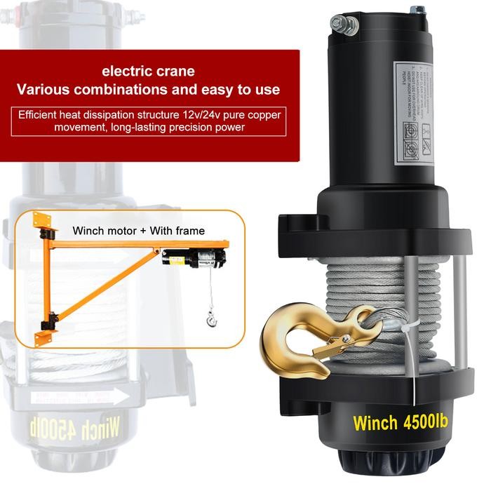 READY winch mobil offroad 12volt 4500lbs katrol listrik 10M Electric Hoist Crane
