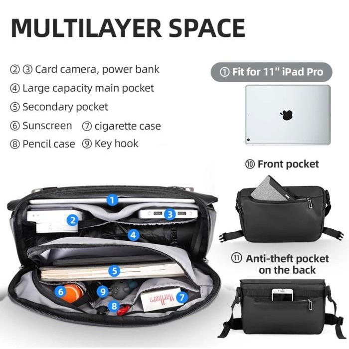 Mark Ryden Mr8109 Messenger Bag Shoulder - Tas Laptop - Black