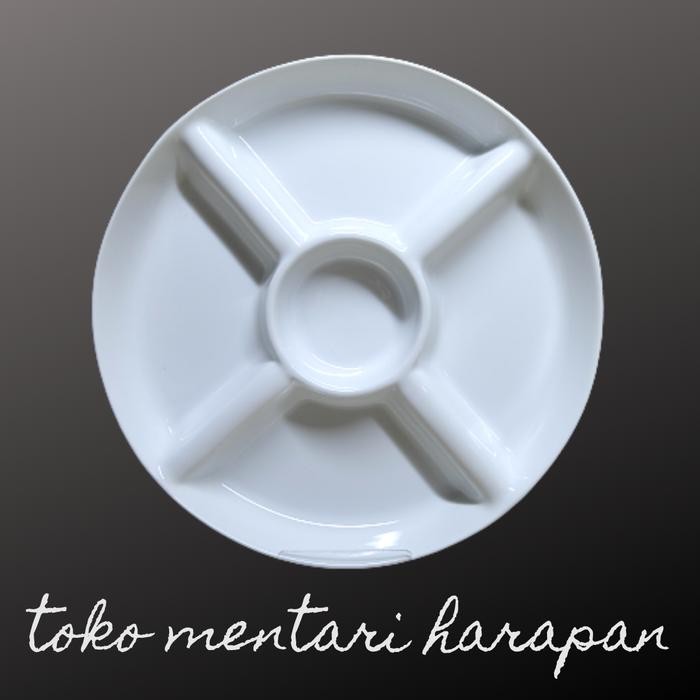 Piring Saji Sekat Keramik Putih Party Plate Porcelain