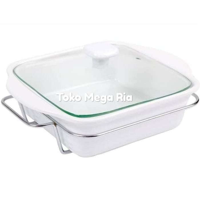 Home Mangkok Saji Basi Kotak Segi 8,5 inch Keramik - Putih