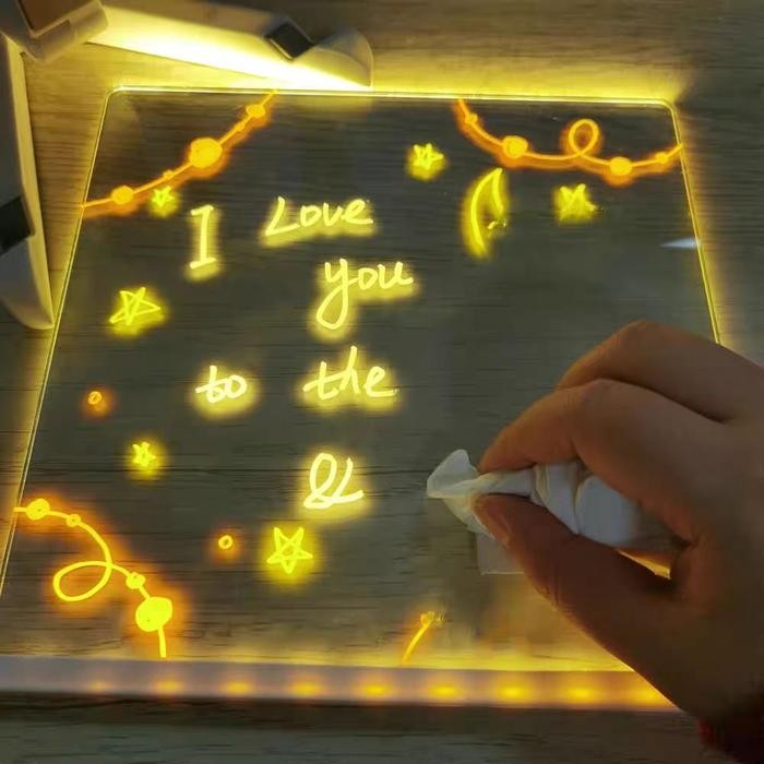 

Ready- Personalized Led Lamp Acrylic Message Note Board Erasable