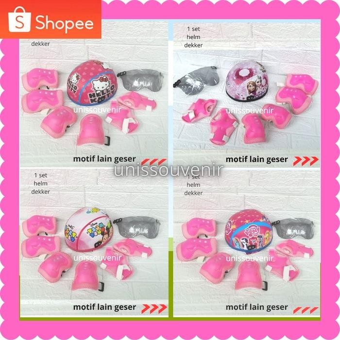 helm sepeda / helm sepatu roda / helm skateboard anak lengkap set