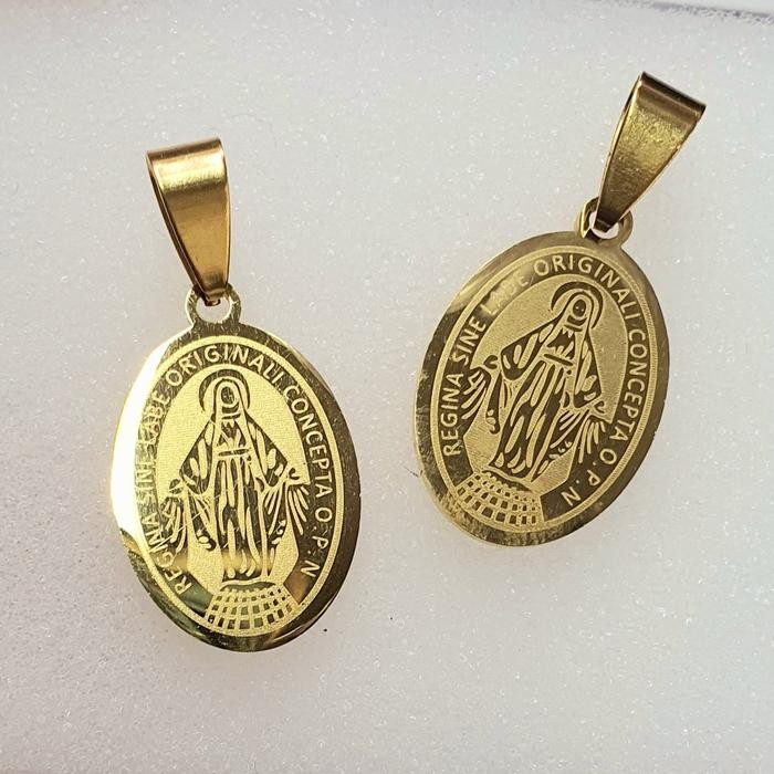 Medali Bunda Maria Titanium Stainless - Gold