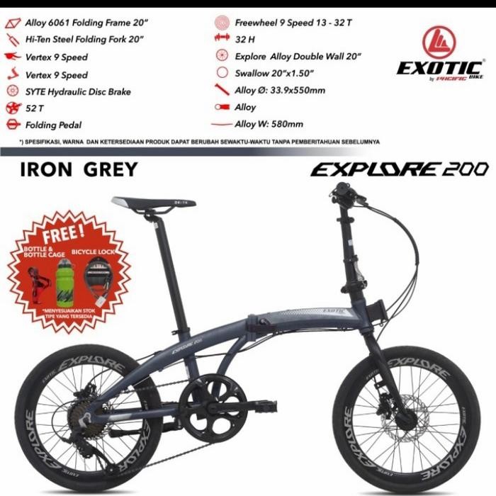 Sepeda Lipat Pacific Exotic Explore 200 Alloy Rem Hidrolik Many Bonu