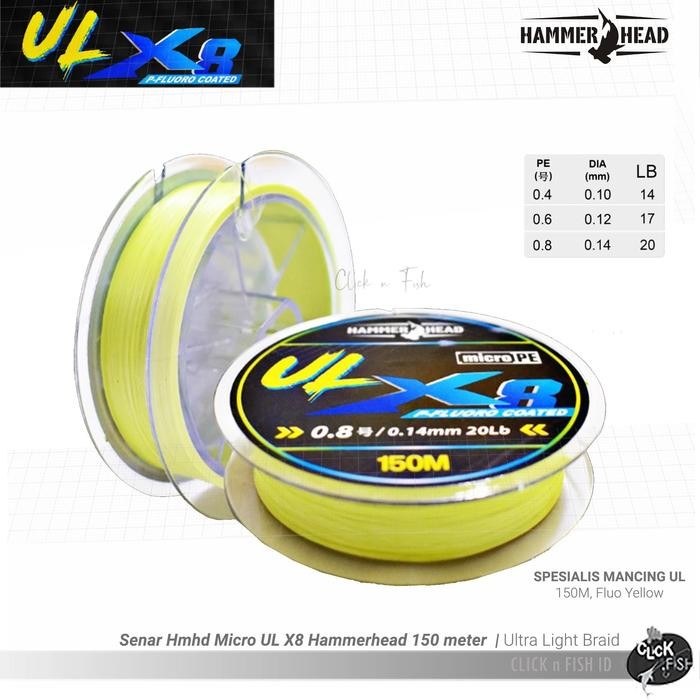 Senar Pancing Micro UL X8 Hammerhead Ultra Light Kuning PE 0.4 0.6 0.8