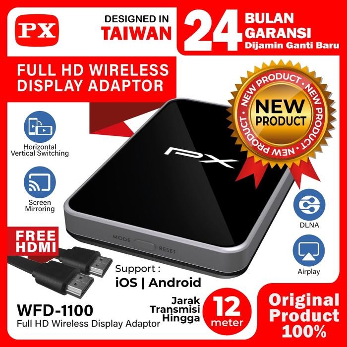PX WFD-1100 Wireless Mirroring Ke TV Audio Video HDMI Receiver Full HD BONUS Kabel HDMI 50 Cm