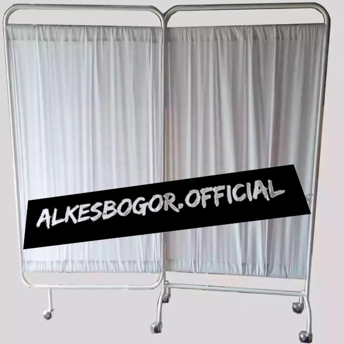 

pembatas ruangan dirumah sakit bedscreen 2 bidang besi