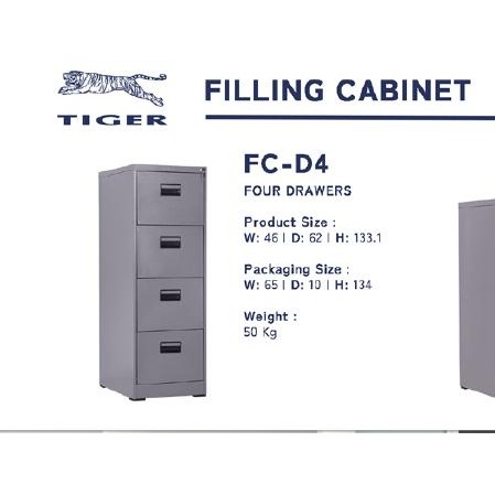 

Filling Cabinet 4 Laci Tiger FC-D4 ; untuk map gantung, file system, dokumen kantor