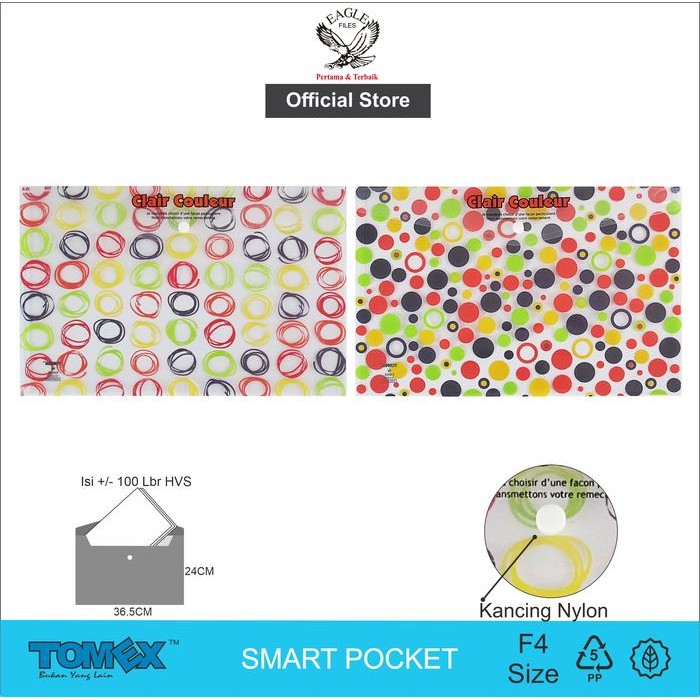 

Map Plastik Kancing/Smart Pocket/Tomex Clair Couleur
